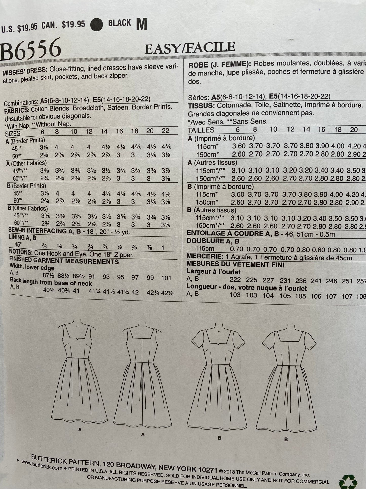 Butterick B6556 Size 14-22