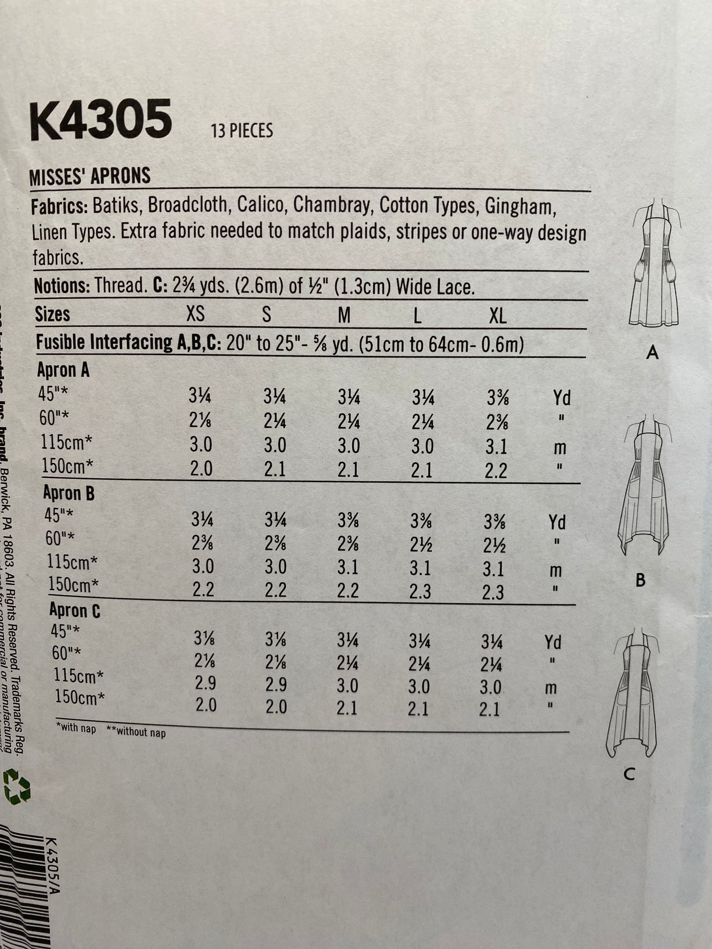 Kwik Sew K4305 Size SX-XL