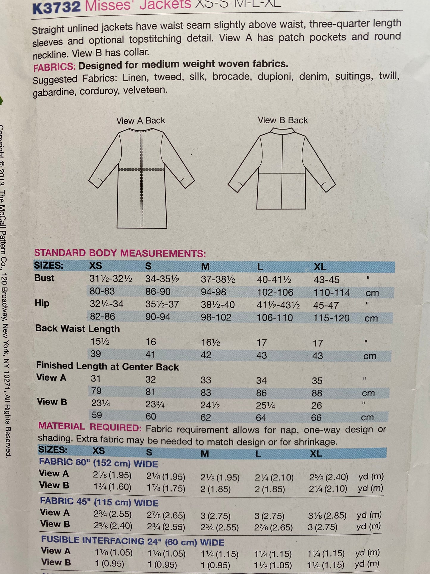 Kwik Sew 3732 Size XS-XL