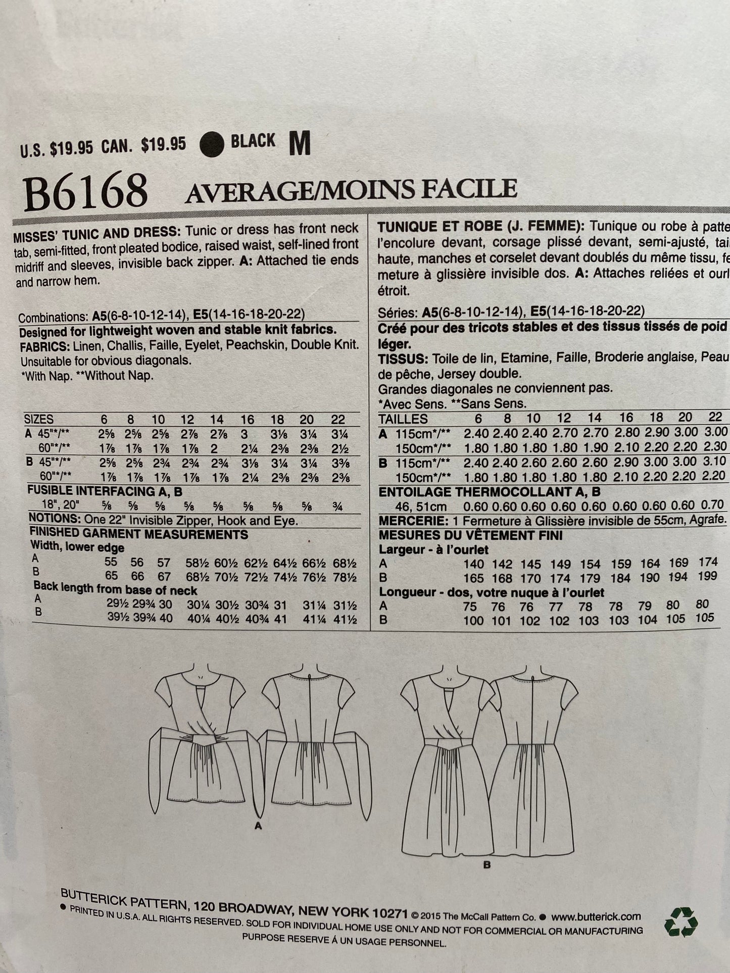 Butterick 6168 Size 14-22